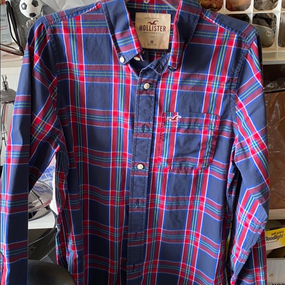 Mens/Boys plaid button down shirt size medium